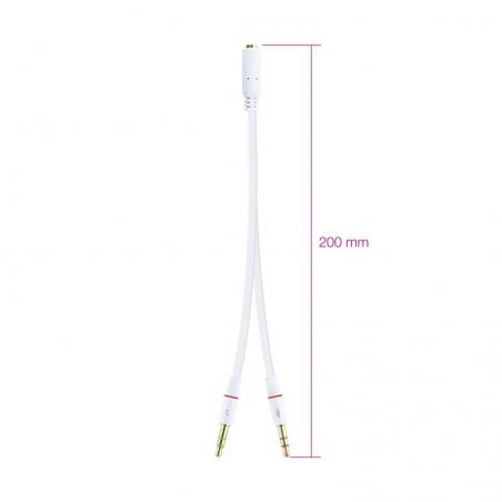 Adaptador Nanocable 10.24.1203/ Jack 3.5 Hembra - 2x Jack 3.5 Macho/ 20cm/ Blanco - Imagen 2