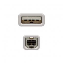 Cable USB 2.0 Impresora Nanocable 10.01.0104/ USB Macho - USB Macho/ 3m/ Beige - Imagen 3