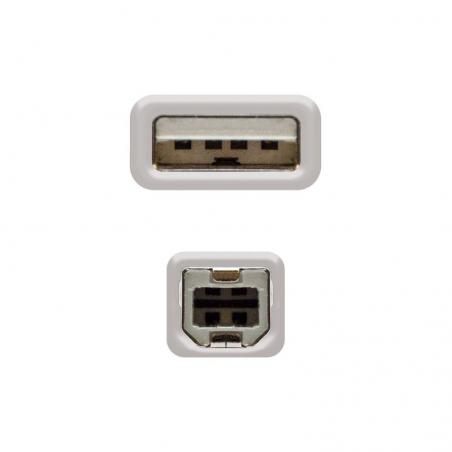 Cable USB 2.0 Impresora Nanocable 10.01.0104/ USB Macho - USB Macho/ 3m/ Beige - Imagen 3