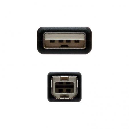 Cable USB 2.0 Impresora Nanocable 10.01.0104-BK/ USB Macho - USB Macho/ 3m/ Negro - Imagen 3