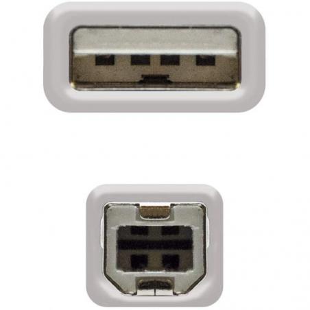 Cable USB 2.0 Impresora Nanocable 10.01.0103/ USB Macho - USB Macho/ 1.8m/ Beige - Imagen 4