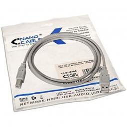 Cable USB 2.0 Impresora Nanocable 10.01.0103/ USB Macho - USB Macho/ 1.8m/ Beige - Imagen 5