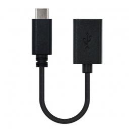 Cable USB 2.0 Nanocable 10.01.2400/ USB Tipo-C Macho - USB Hembra/ 15cm/ Negro - Imagen 1