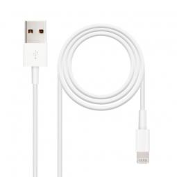 Cable USB 2.0 Lightning Nanocable 10.110.0401/ USB Macho - Lightning Macho/ 1m/ Blanco - Imagen 1