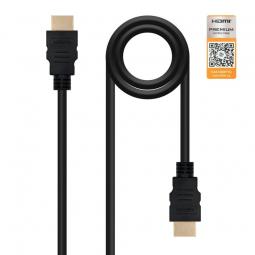 Cable HDMI 2.0 4K Nanocable 10.15.3601-L150/ HDMI Macho - HDMI Macho/ 1.5m/ Certificado/ Negro - Imagen 1