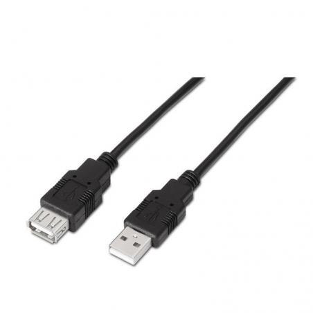 Cable Alargador USB 2.0 Aisens A101-0015/ USB Macho - USB Hembra/ 1m/ Negro - Imagen 1