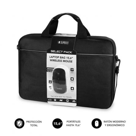 Maletín + Ratón Inalámbrico Subblim Select Pack para Portátiles hasta 15.6'/ Cinta para Trolley/ Negro - Imagen 1