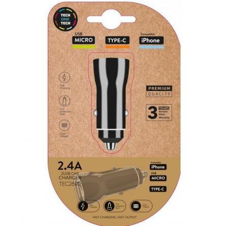 Cargador de Coche Doble Tech One Tech TEC2802/ 2xUSB/ 2.4A - Imagen 1