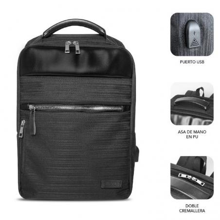 Mochila Subblim Business V2 AP Backpack para Portátiles hasta 15.6'/ Puerto USB/ Negra - Imagen 2