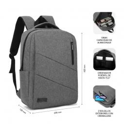 Mochila Subblim City Backpack para Portátiles hasta 15.6'/ Puerto USB/ Gris - Imagen 4
