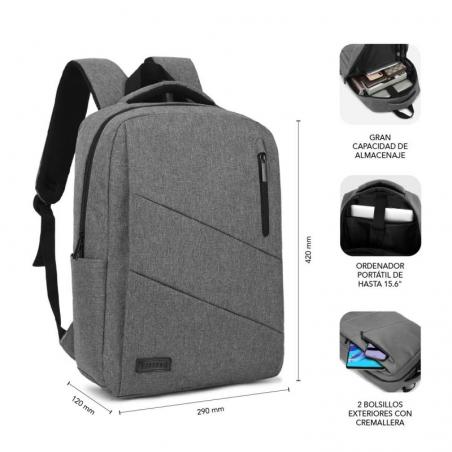 Mochila Subblim City Backpack para Portátiles hasta 15.6'/ Puerto USB/ Gris - Imagen 4