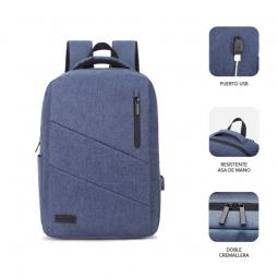 Mochila Subblim City Backpack para Portátiles hasta 15.6'/ Puerto USB/ Azul - Imagen 1