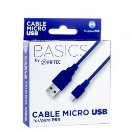 Cable USB 2.0 FR-TEC FT0018 para PS4/ USB Macho - MicroUSB Macho/ 3m/ Azul - Imagen 1