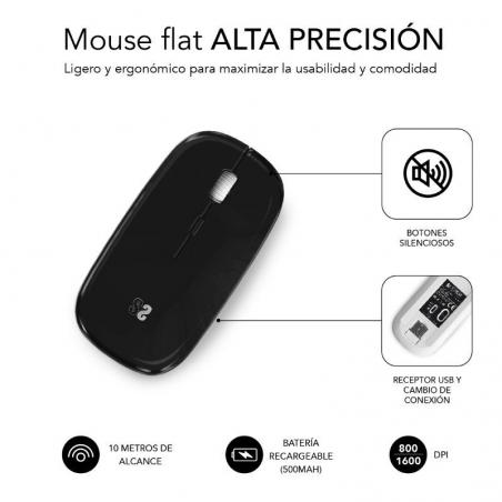 Ratón Inalámbrico por Bluetooth Subblim Dual Flat/ Batería recargable/ Hasta 1600 DPI/ Negro - Imagen 2