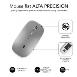 Ratón Inalámbrico por Bluetooth Subblim Dual Flat/ Batería recargable/ Hasta 1600 DPI/ Plata - Imagen 1