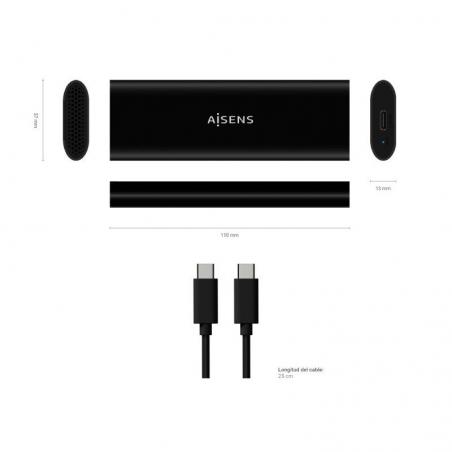 Caja Externa para Disco SSD M.2 SATA/NVMe Aisens ASM2-014B/ USB 3.1/ Sin tornillos