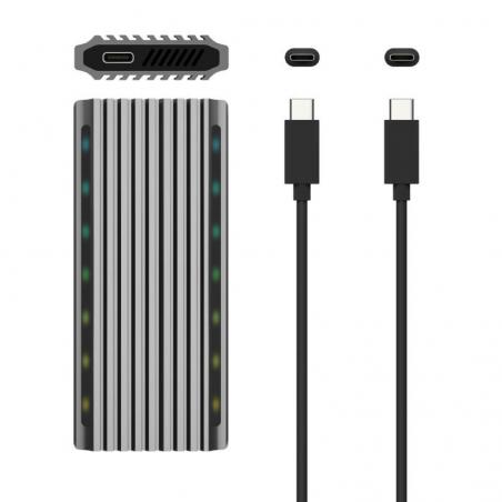 Caja Externa para Disco Duro SSD M.2 SATA/NVMe Aisens ASM2-RGB011GR/ USB 3.2 Gen2/ Sin Tornillos