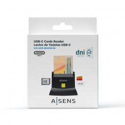 Lector de DNI y Tarjetas USB-C Aisens ASCR-SN04CSD-BK/ Negro