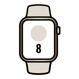 Apple Watch Series 8/ GPS/ Cellular/ 45mm/ Caja de Acero Inoxidable Oro/ Correa Deportiva Blanco Estrella