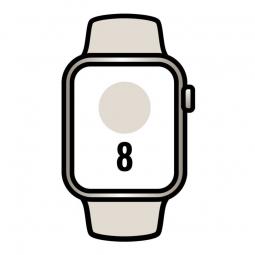 Apple Watch Series 8/ GPS/ 45mm/ Caja de Aluminio Blanco Estrella/ Correa Deportiva Blanco Estrella