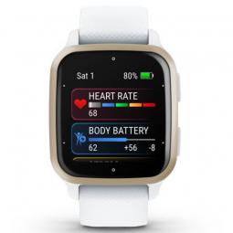 Smartwatch Garmin Venu SQ 2/ Notificaciones/ Frecuencia Cardíaca/ GPS/ Oro Crema y Blanco