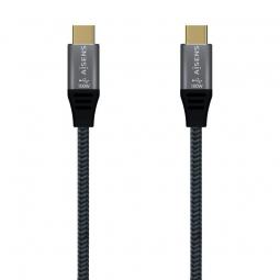 Cable USB 2.0 Tipo-C Aisens A107-0628/ USB Tipo-C Macho - USB Tipo-C Macho/ 1m/ Gris