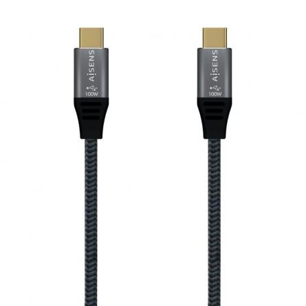 Cable USB 3.2 Tipo-C Aisens A107-0634/ USB Tipo-C Macho - USB Tipo-C Macho/ 2m/ Gris