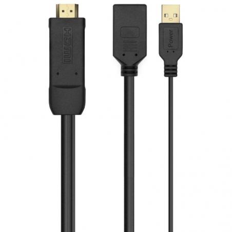 Cable Conversor Aisens A122-0642/ Displayport Macho - HDMI Macho - Displayport Hembra - USB Macho/ 10m/ Negro