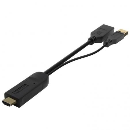 Cable Conversor Aisens A122-0642/ Displayport Macho - HDMI Macho - Displayport Hembra - USB Macho/ 10m/ Negro