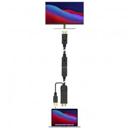 Cable Conversor Aisens A122-0642/ Displayport Macho - HDMI Macho - Displayport Hembra - USB Macho/ 10m/ Negro