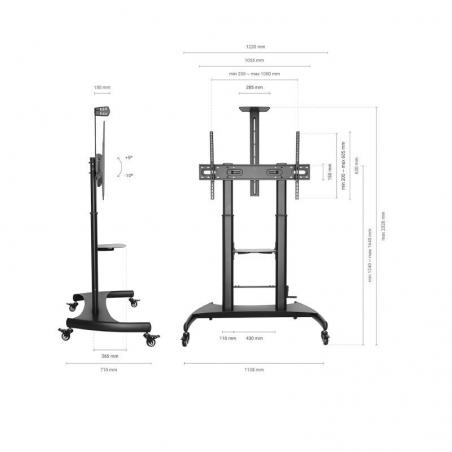 Soporte de Pie Inclinable con Ruedas Aisens FT100TE-123 para TV 60-100'/ hasta 100kg