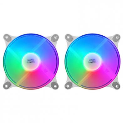 Ventiladores Mars Gaming MFDUOW/ 12cm/ FRGB/ Blancos