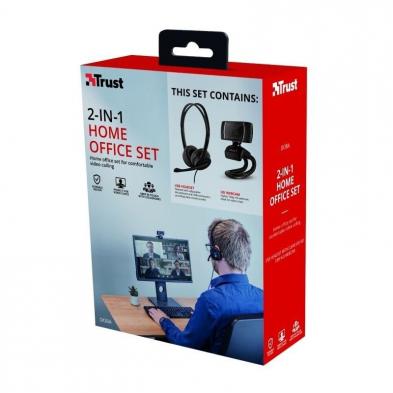 Pack 2 en 1 Trust Doba Home Office Set Webcam + Auriculares con Micrófono