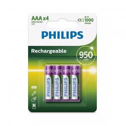 Pack de 4 Pilas AAA Philips R03B4A95/10/ 1.2V/ Recargables - Imagen 1